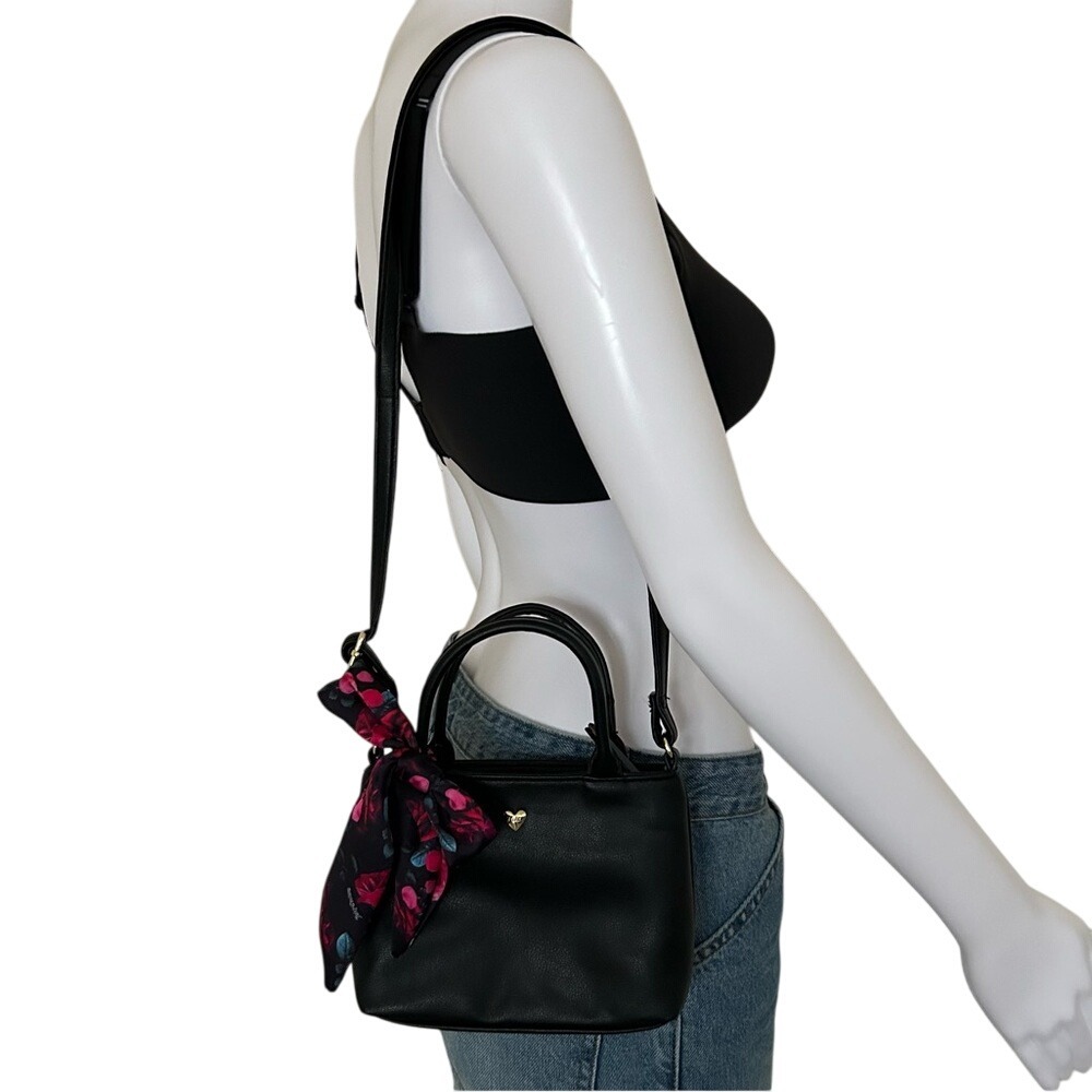 ⭐ Juicy Couture Vegan leather shoulder cross body top handle Mini Bag in Black